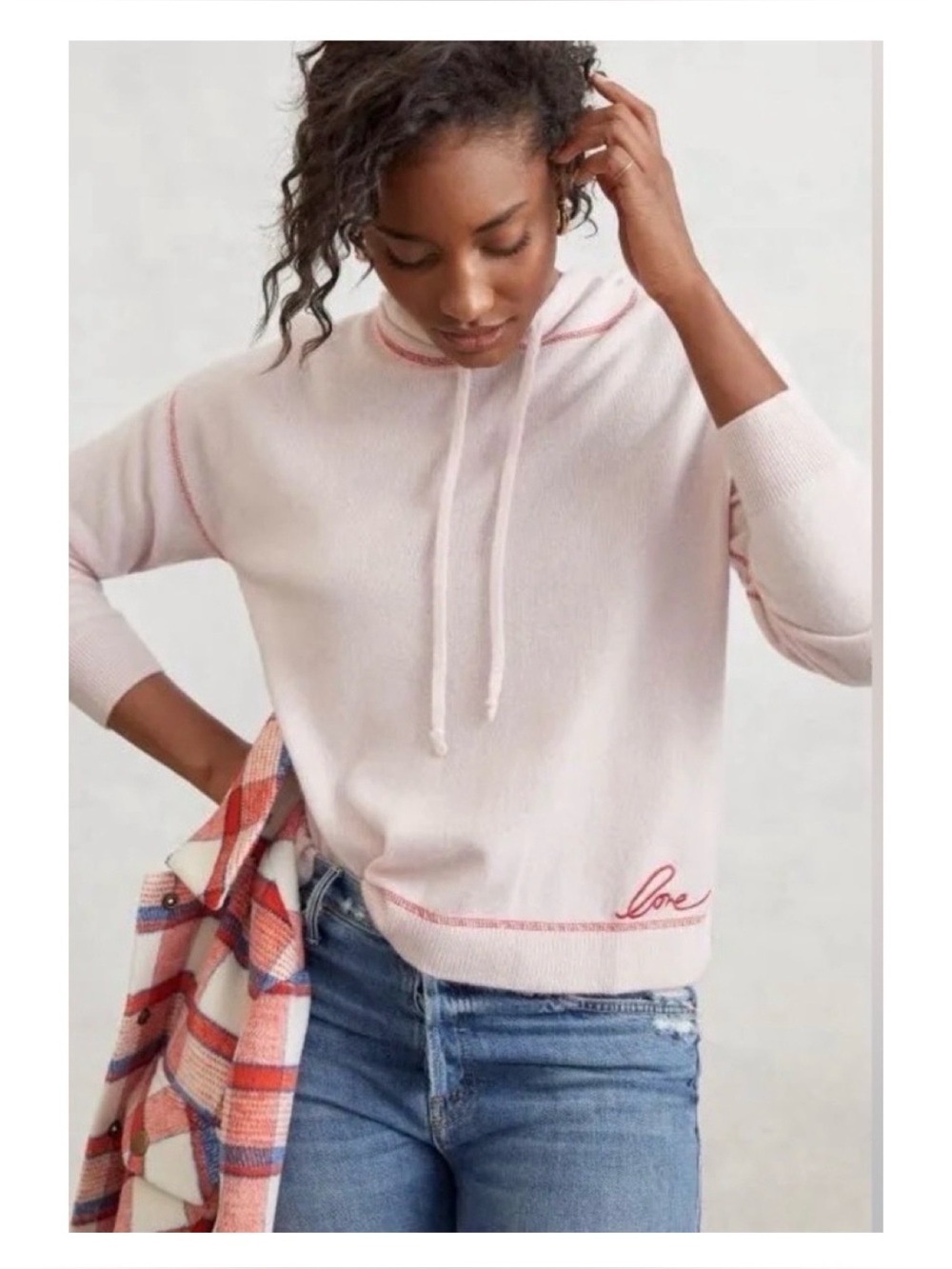 NWOT Anthropologie Stitches & Stripes Love Stitched 100% Cashmere Hoodie   S